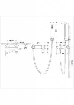 Смеситель для ванны с коротким изливом с аксессуарами Bravat Iceberg