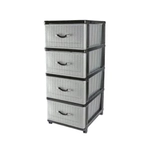 Комод 4-х секционный Панельный черно-серебро