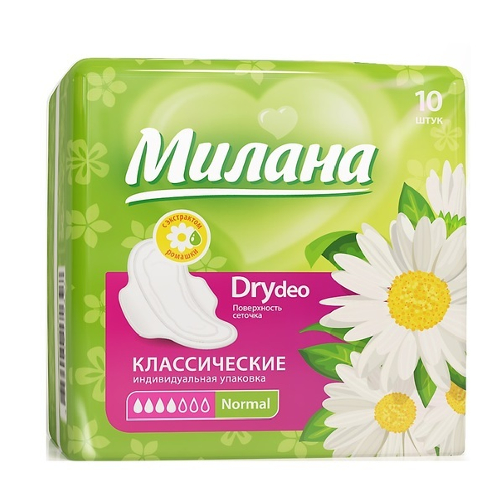 Прокладки женские МИЛАНА Классик Драй DEO normal 10шт