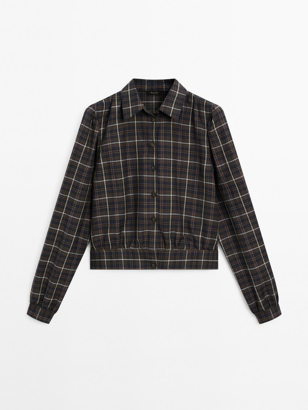 Massimo Dutti Рубашка в клетку с поясом, темно-серый