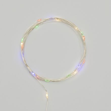 Гирлянда светодиодная Роса 2м, 20 LED, МУЛЬТИКОЛОР, IP20, тонкий батарейный блок, 2хCR2032 в комплек