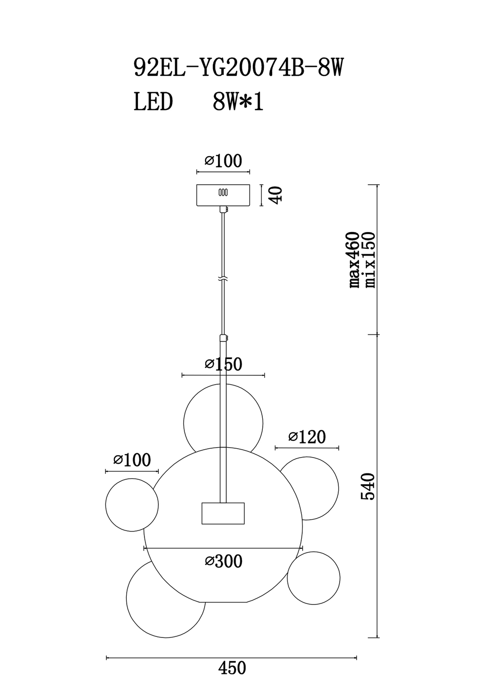 Светильник потолочный Garda Decor 92EL-YG20074B-8W