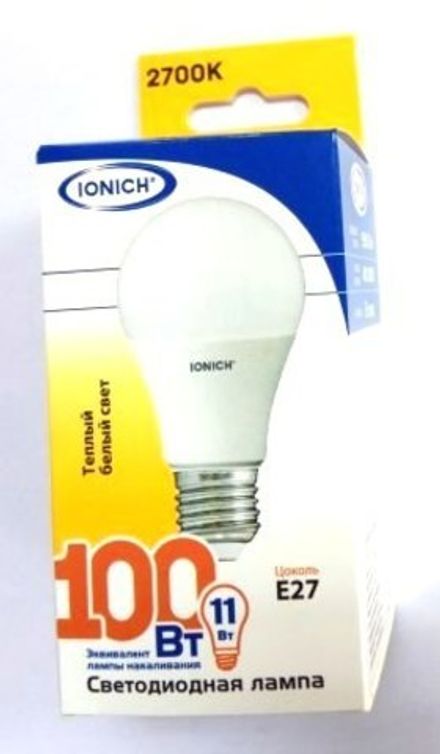 Лампа светодиодная IONICH A60 11Вт 2700К E27
