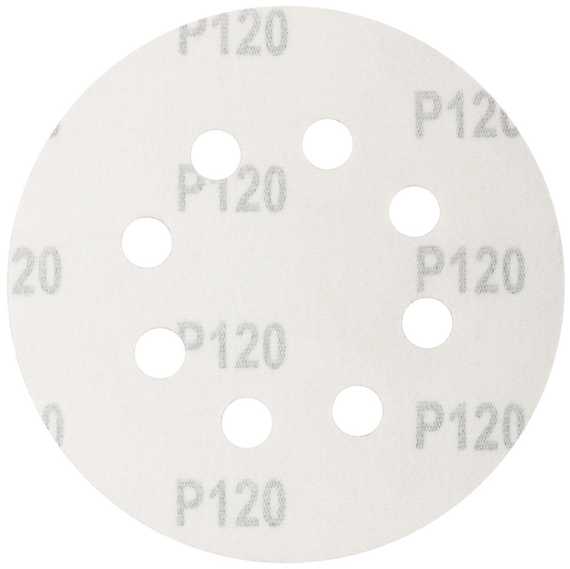 Круг шлифовальный, 5 шт, 125 мм, P120, 8 отв. MOS 39836М