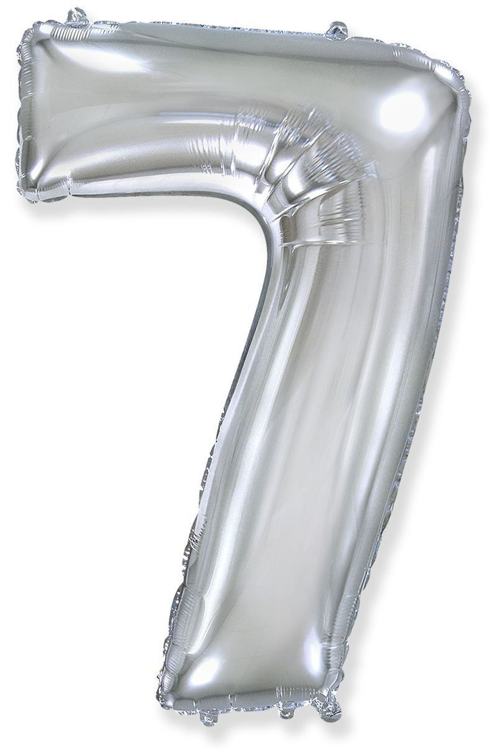 Шар (40"/102 см) Цифра, 7, Серебро, в упаковке