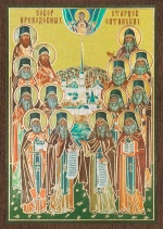 Икона "Собор Оптинских старцев" 6х9 на МДФ-6