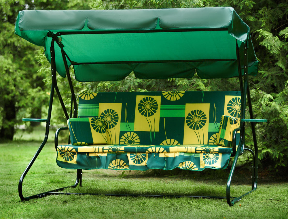 Качели садовые "Люкс-2" до 280кг, 38мм, Раскладн, зелен/желт