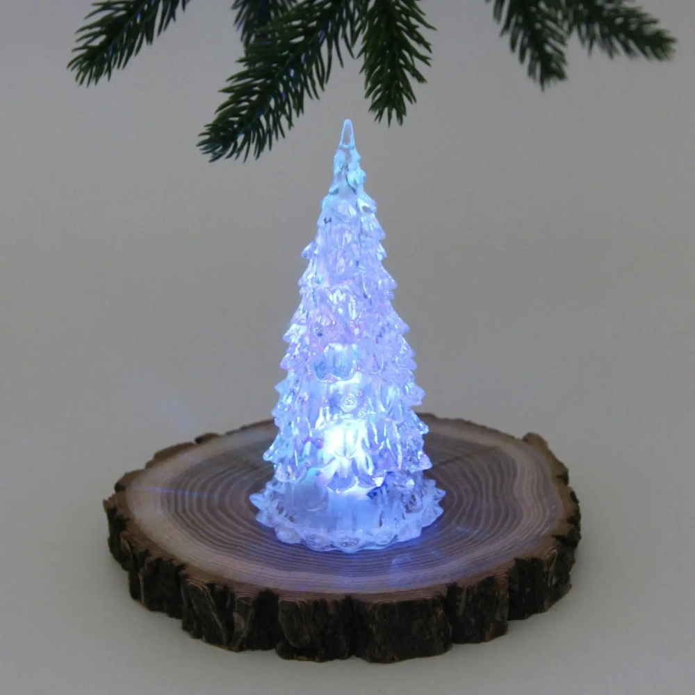 Сувенир с подсветкой «Кристальная ёлочка» 5,7*12,5 см (на батарейках 3 LR44)