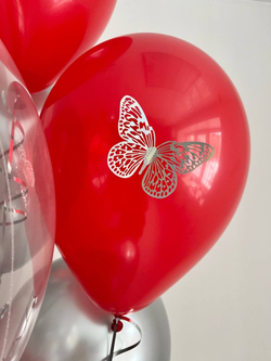 Воздушные шары с бабочками, Баблс с перьями №3077