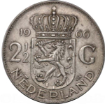 Netherlands, 2 1/2 Gulden, 1966 – Queen Juliana (Utrecht Mint), AU