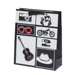 GAEM Пакет подарочный (бумага 210г/м2, блок микс12шт), L26 W10 H32 см, 4в.