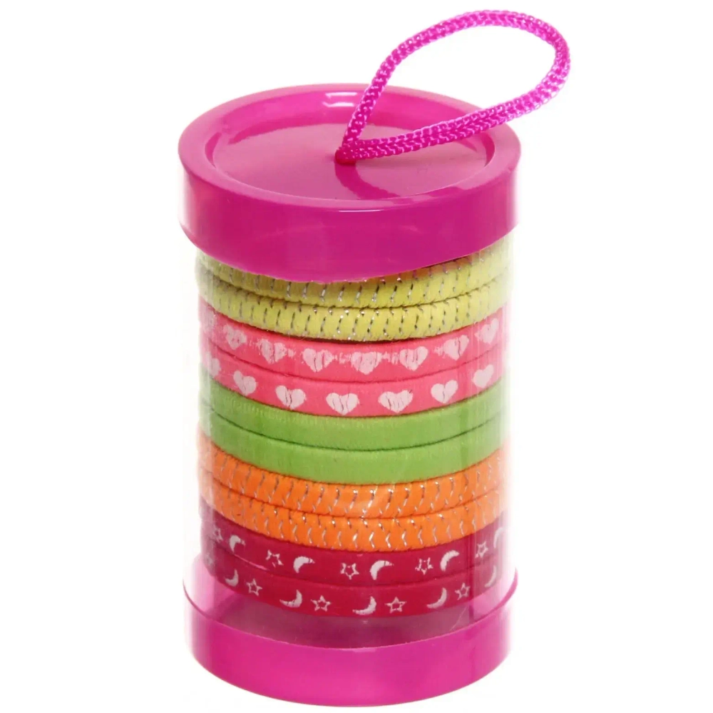 Резинки для волос детские в тубе 10шт «ЗАБАВА», сердечки, цвет как на фото, d-4см (наклейка Кокетка)