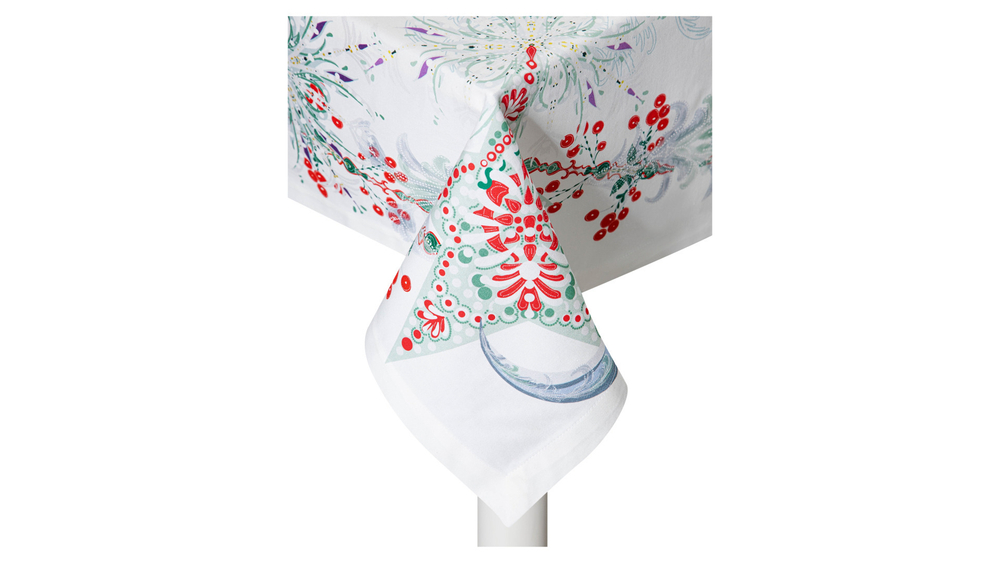 Скатерть 168х450см Mix&Match Home Счастливая звезда белая с принтом