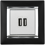 Розетка USB тип А / тип А 3000мА 15Вт - алюминий Valena Classic LEGRAND