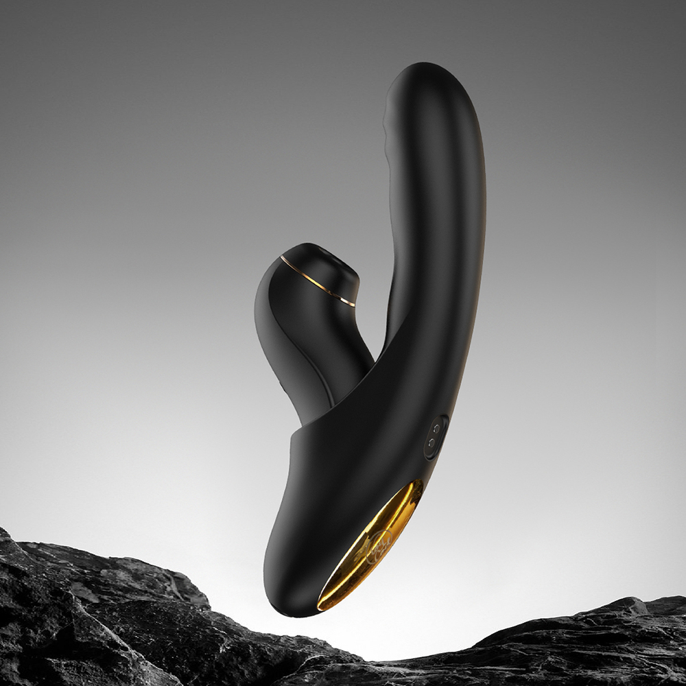 Вибратор с возвратно-поступательными движениями, вакуумом и приложением BeYourLover Fatima, черный