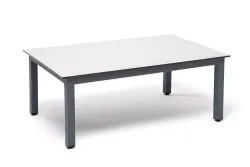 "Канны" журнальный столик из HPL 90х60, H40, каркас темно-серый (RAL 7024), цвет столешницы "молочный"