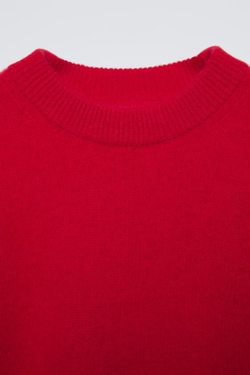 ZARA СВИТЕР ИЗ 100% КАШЕМИРА, КРАСНЫЙ