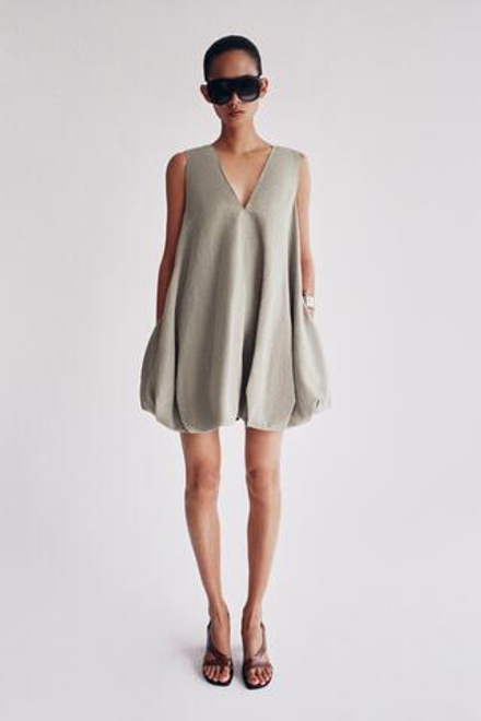 ZARA ОБЪЕМНОЕ ПЛАТЬЕ ZW LIMITED EDITION, СЕРЫЙ