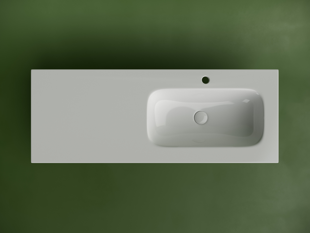 Раковина накладная мебельная CERAMICANOVA Grace прямоугольная 1210x457x137 с чашей справа и отверстием под смеситель цвет белый CN7021