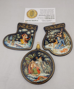 Набор ёлочных  игрушек с росписью "Русские сказки" худ. А. Чигарева