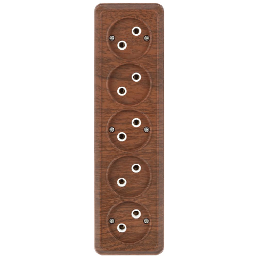 Розетка Intro Quadro 2-209-10 без заземления пятиместная 5х2P 16А-250В IP20 ОУ венге | Intro