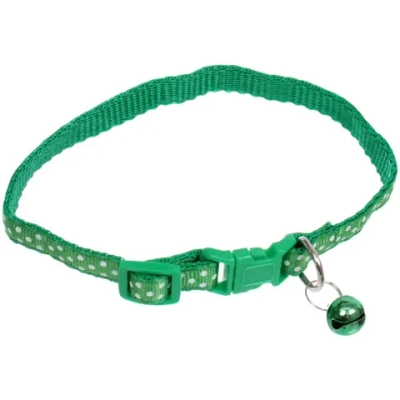 Ошейник с колокольчиком 1*19-32см «Zoo City-Горошек» микс цветов (минивложение 12шт)