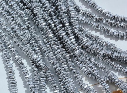 Нить гематитовых бусин, "Freeform" 6-8мм