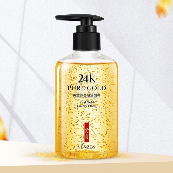 Гель для умывания Venzen 24K Pure Gold Очищающий с частицами золота 200 г