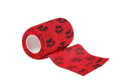 Бинт ветеринарный самофиксирующийся VETЗАБОТА 5см х 4.5м красный с лапками