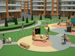 Детские площадки серии Эко с элементами благоустройства территории