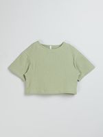 Футболка муслиновая "Шалфей" укороченная 7+