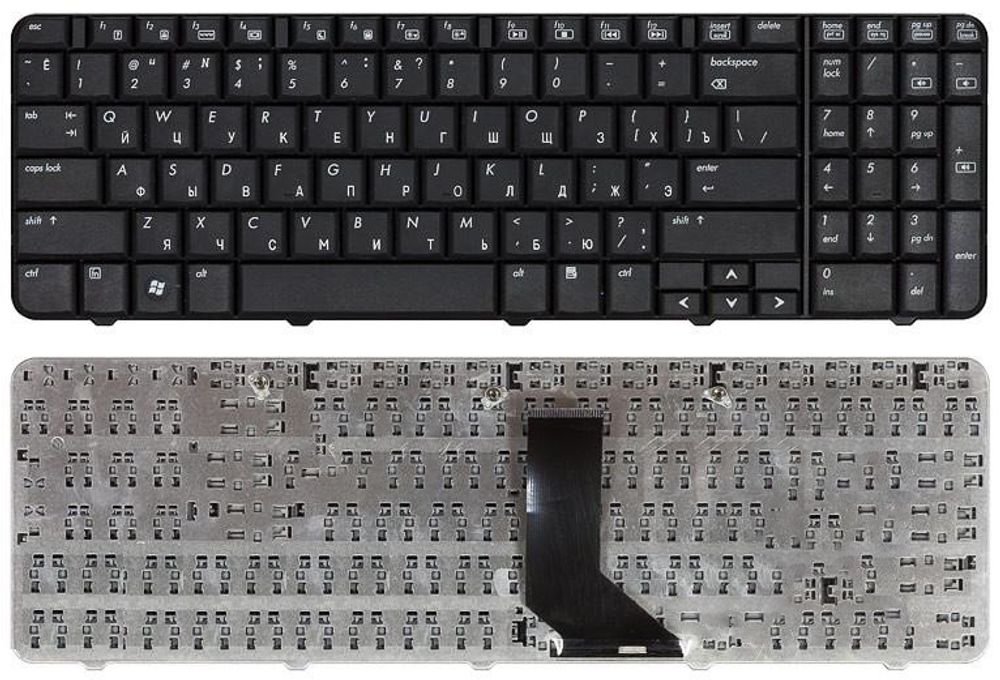 Клавиатура для ноутбука HP Compaq Presario CQ60, G60, CQ60-101er Series. Плоский Enter. Черная, без рамки.