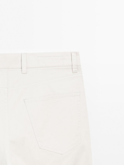 Massimo Dutti Облегающие брюки из легкого фактурного денима, каменный