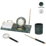 Набор настольный Delucci 4 предмета, зеленый мрамор