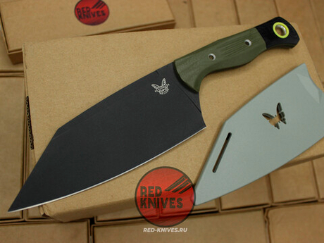 Нож Benchmade Station Knife - зеленая рукоять , клинок тефлон
