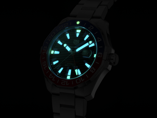 Мужские механические часы Aquaracer GMT Calibre 5 WAY201A.BA0927 TAG Heuer ночью