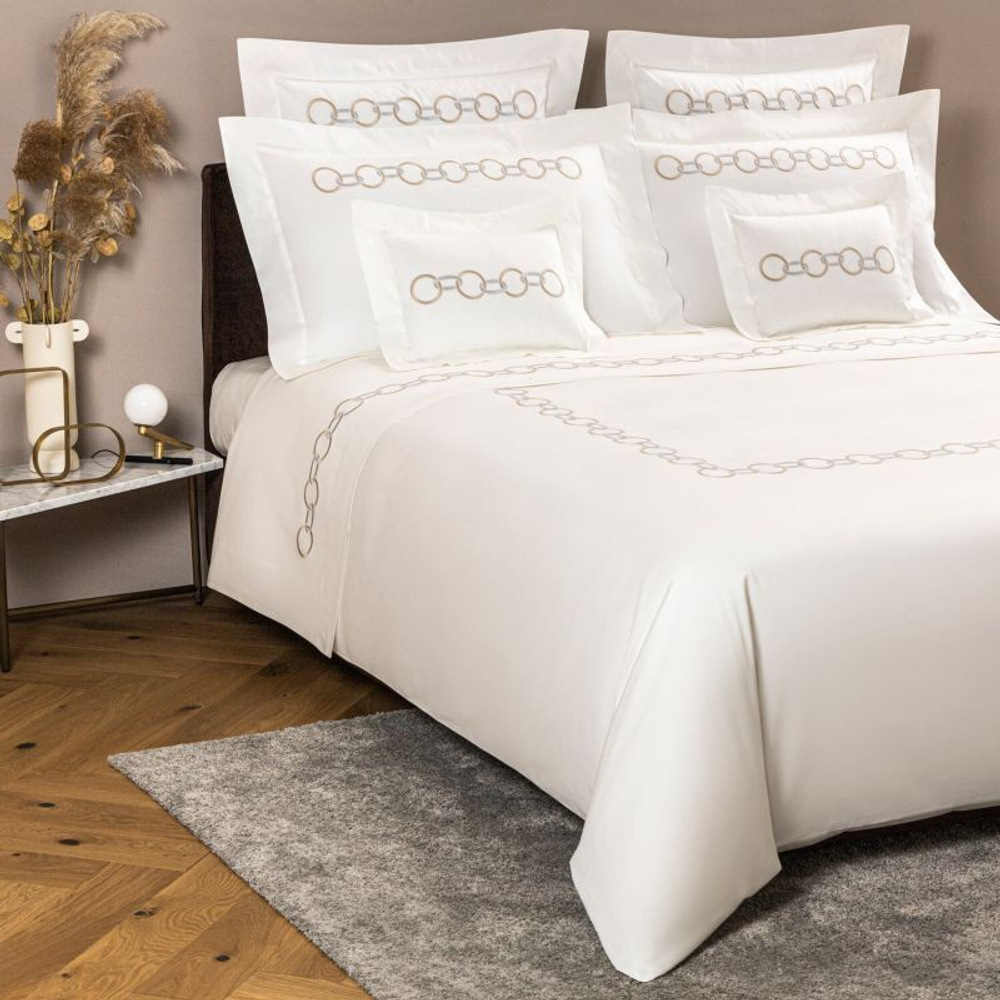 Постельное белье Frette Links Embroidery Savage Beige/Rock (240 x 220 см)