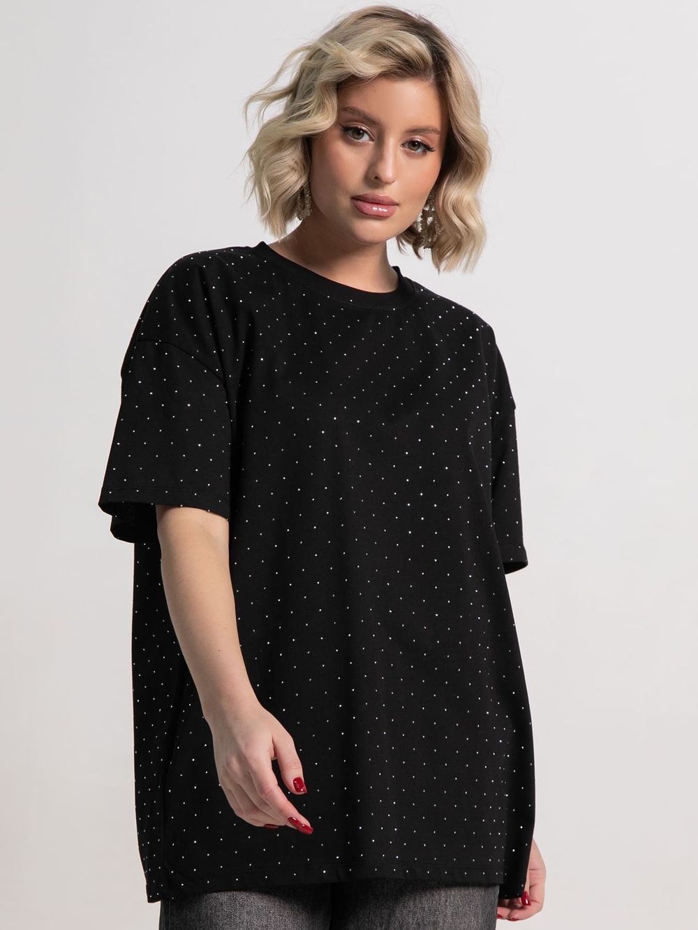 Футболка Ия (черная/стразы) Б15236-4М LT Collection