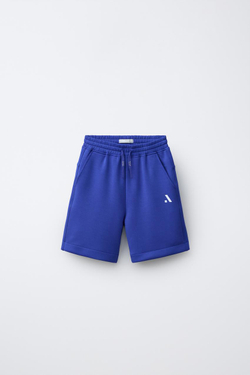 ZARA СПОРТИВНЫЕ ШОРТЫ-БЕРМУДЫ С ЛОГОТИПОМ, ЛИЛОВЫЙ