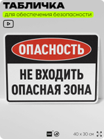 Табличка для обеспечения безопасности "Опасность, не входить, опасная зона", для производства, предприятия, организаций, 40х30 см, Silver Plane x Айдентика Технолоджи