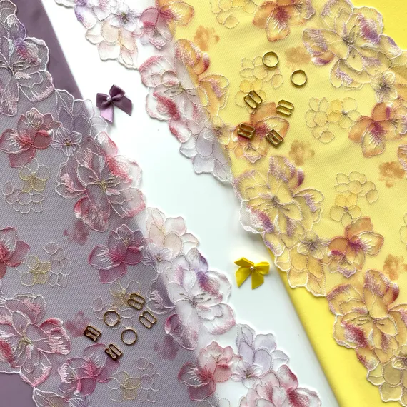 Вышивка на сетке розовая/цветочная 18 см, Китай