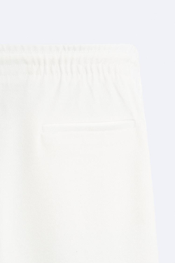 ZARA БРЮКИ EASY CARE С ПОЯСОМ НА ШНУРКЕ, БЕЛЫЙ