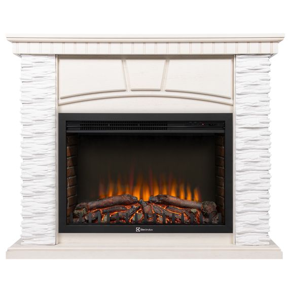 Портал Firelight Porto 30 камень белый, шпон беленый дуб — (1)