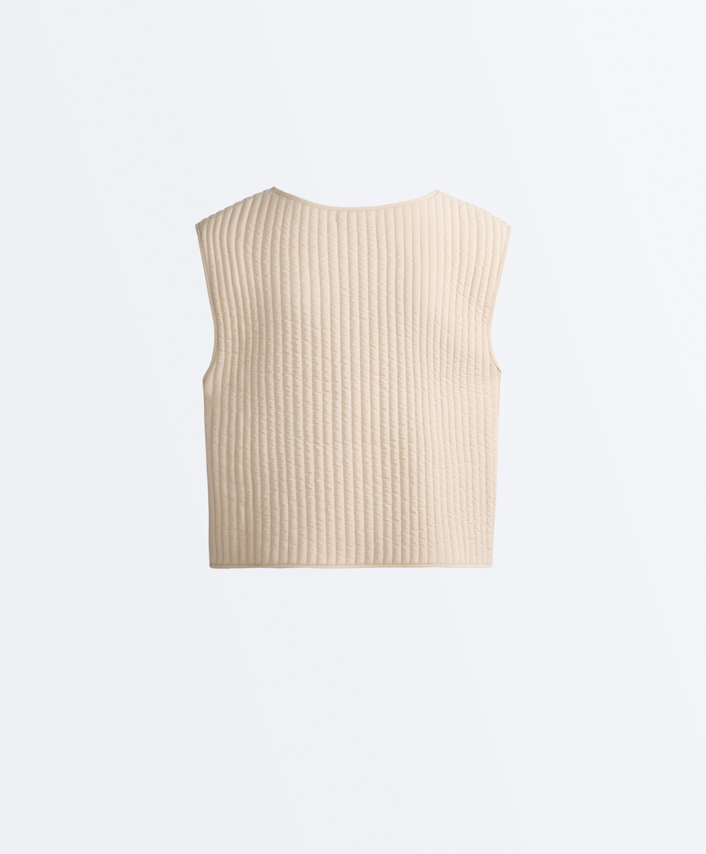 OYSHO Тонкий стеганый нейлоновый жилет, светло-бежевый