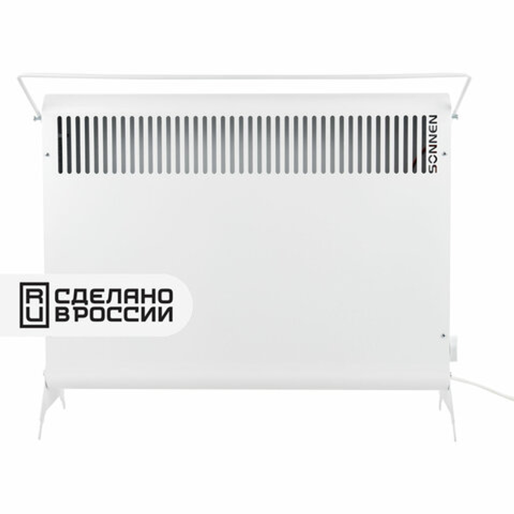Обогреватель-конвектор SONNEN MINI-1500.2, 1500 Вт, вешалка, Х-образный нагревательный элемент, белый, сделано в России
