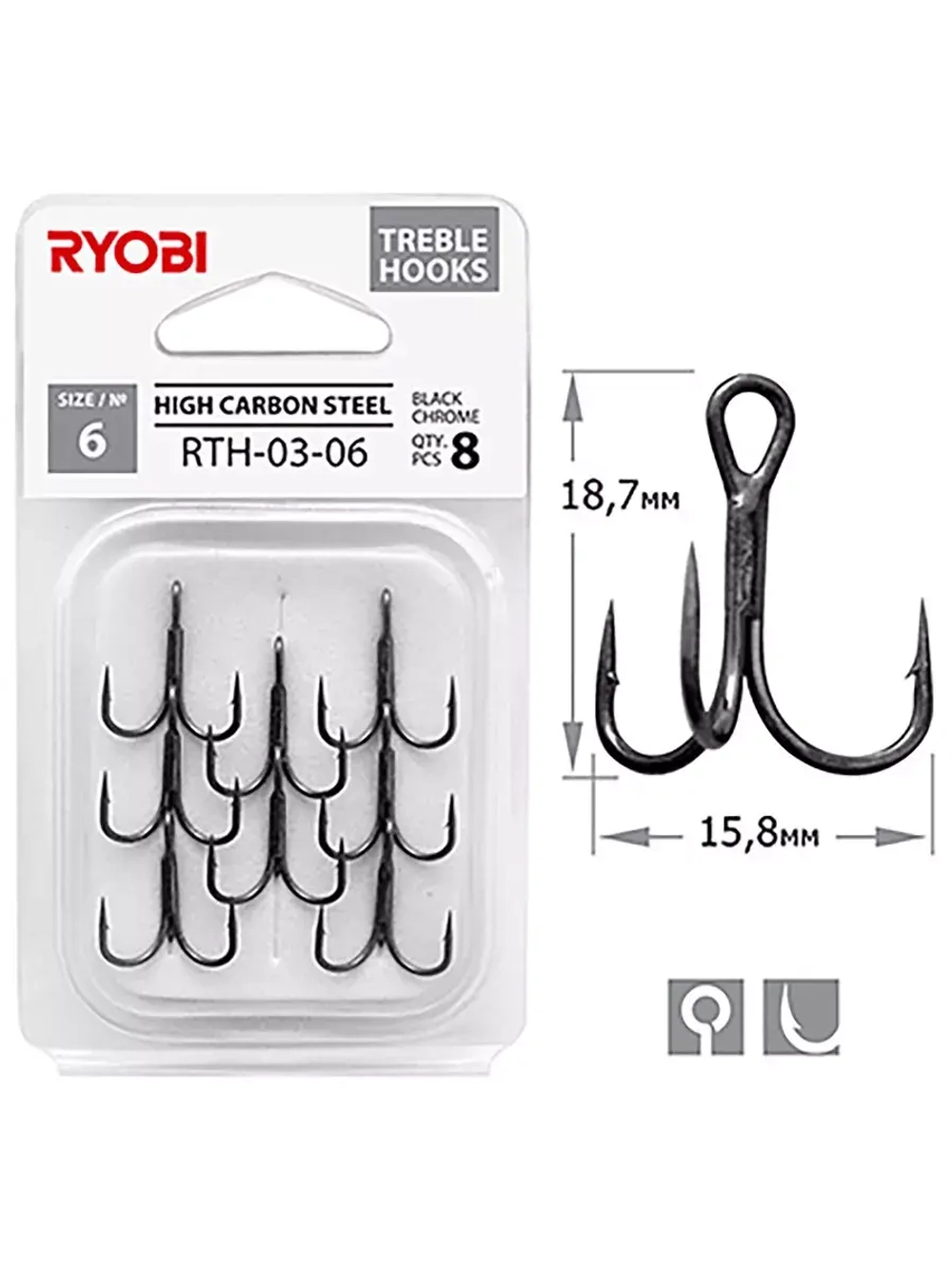 Крючок тройник рыболовный RYOBI RTH-03