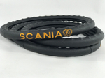 Оплетка на руль 47-48 круглая КОЖА с вышивкой цвет черный SCANIA