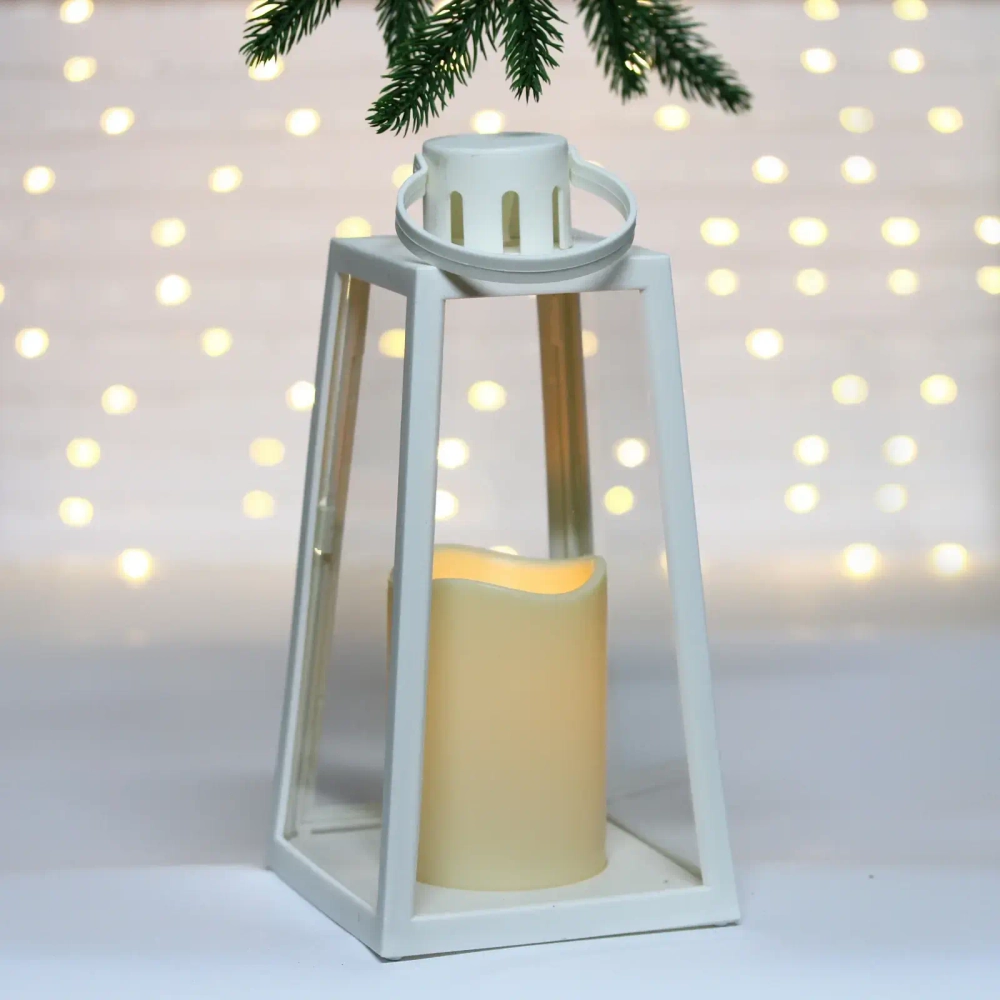 Сувенир с подсветкой «Свеча» 13*13*26 см (работает от 3*ААА), Белый