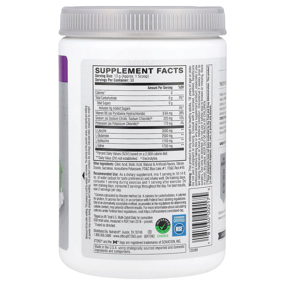 XTEND, BCAA, 7 г, со вкусом холодного винограда, 390 г (13,8 унции)