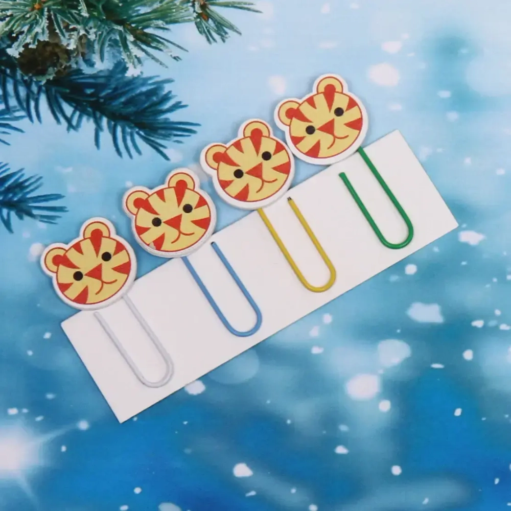 Скрепки для бумаги 4шт «Тигрёнок» 5 см